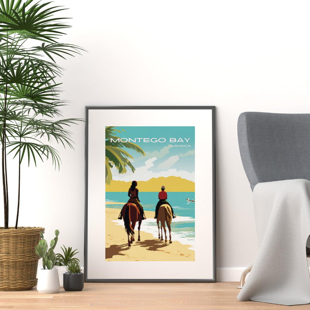 Montego Bay Horse Back Riding Wall Art Poster Print | Montego Bay St James Travel Poster | Home Decor