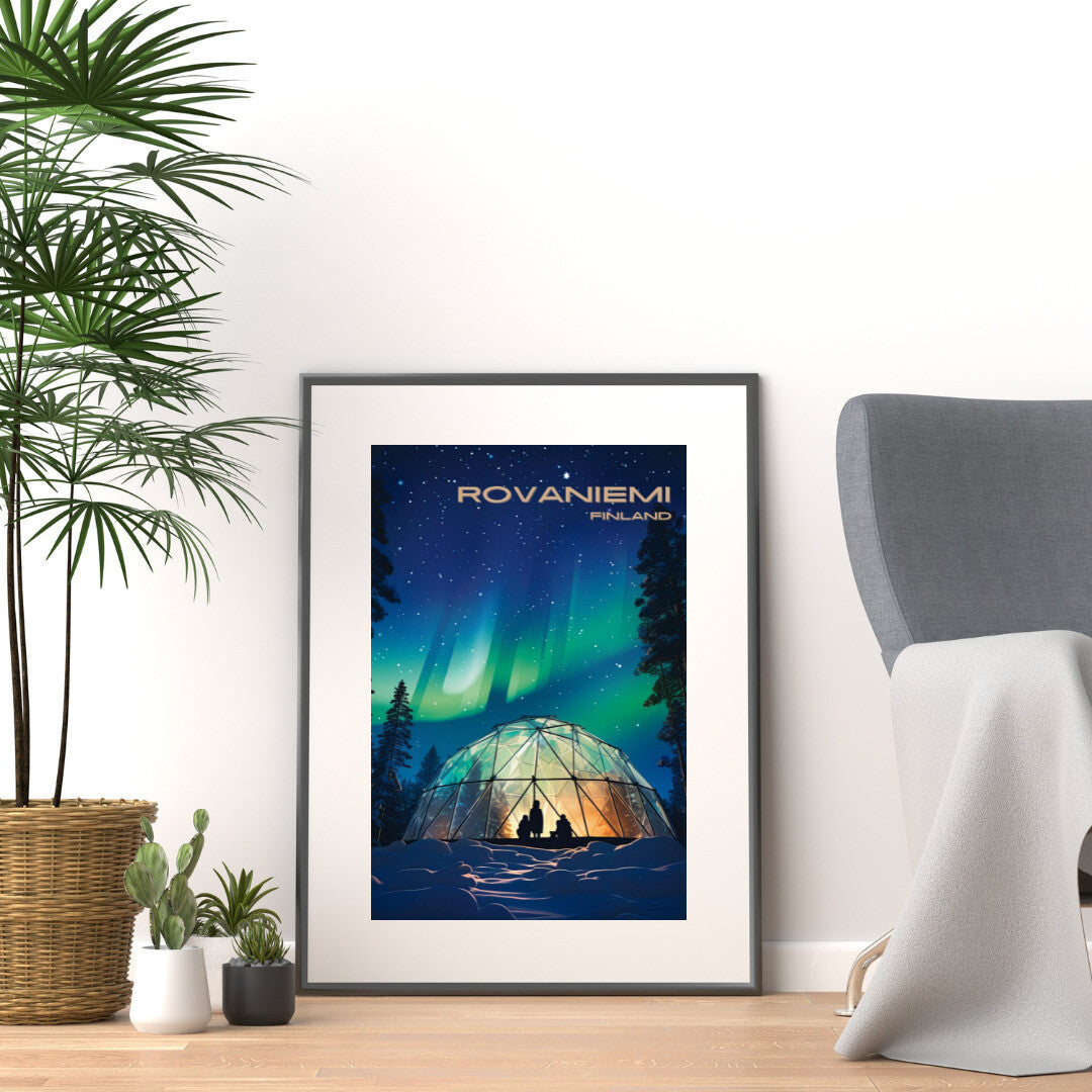 Rovaniemi Northern Lights  | Rovaniemi Lapland Travel Poster | Home Decor