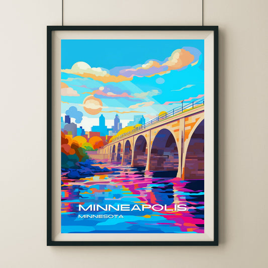 Minneapolis Stone Arch Bridge Wall Art Poster Print | Minneapolis Minnesota Travel Poster | Home Decor