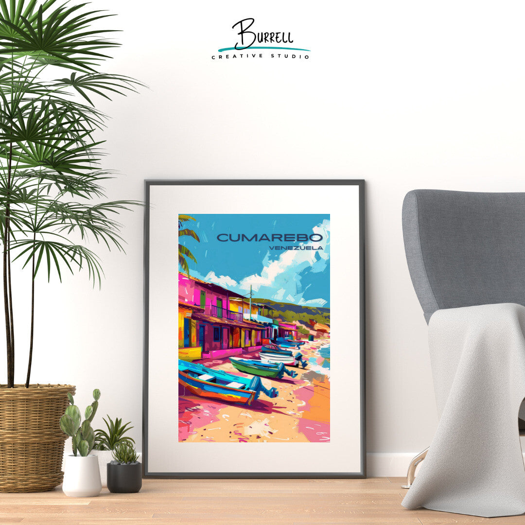 Puerto Cumarebo Coastal View Wall Art Poster Print | Puerto Cumarebo Falcon Travel Poster | Home Decor