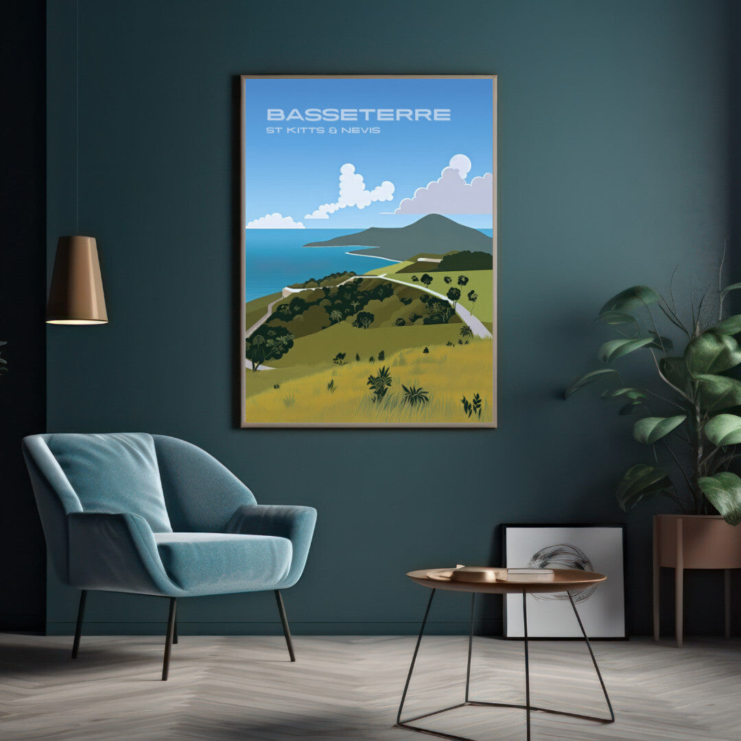 Basseterre Timothy Hill Overlook Wall Art Poster Print | Basseterre Saint George Travel Poster | Home Decor