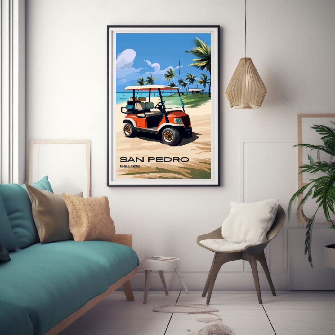 San Pedro Beach Wall Art Poster Print | San Pedro Ambergris Caye Travel Poster | Home Decor