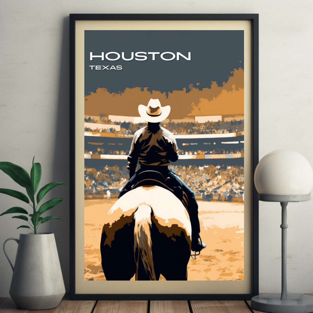 Houston Livestock and Rodeo Show Wall Art Poster Print | Houston Texas Travel Poster | Home Decor