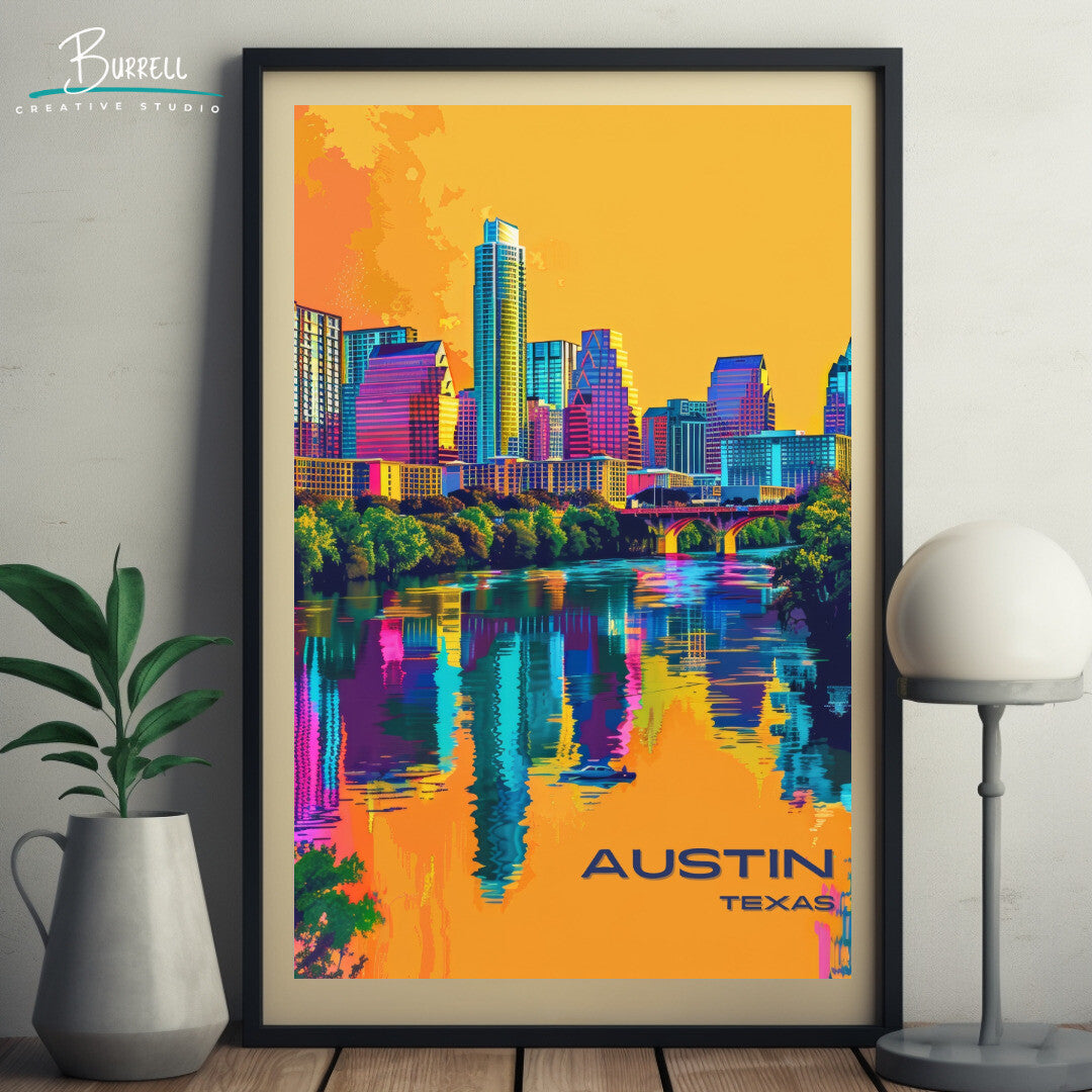 Austin Scenic View Wall Art Poster Print | Austin Texas Travel Poster | Home Decor