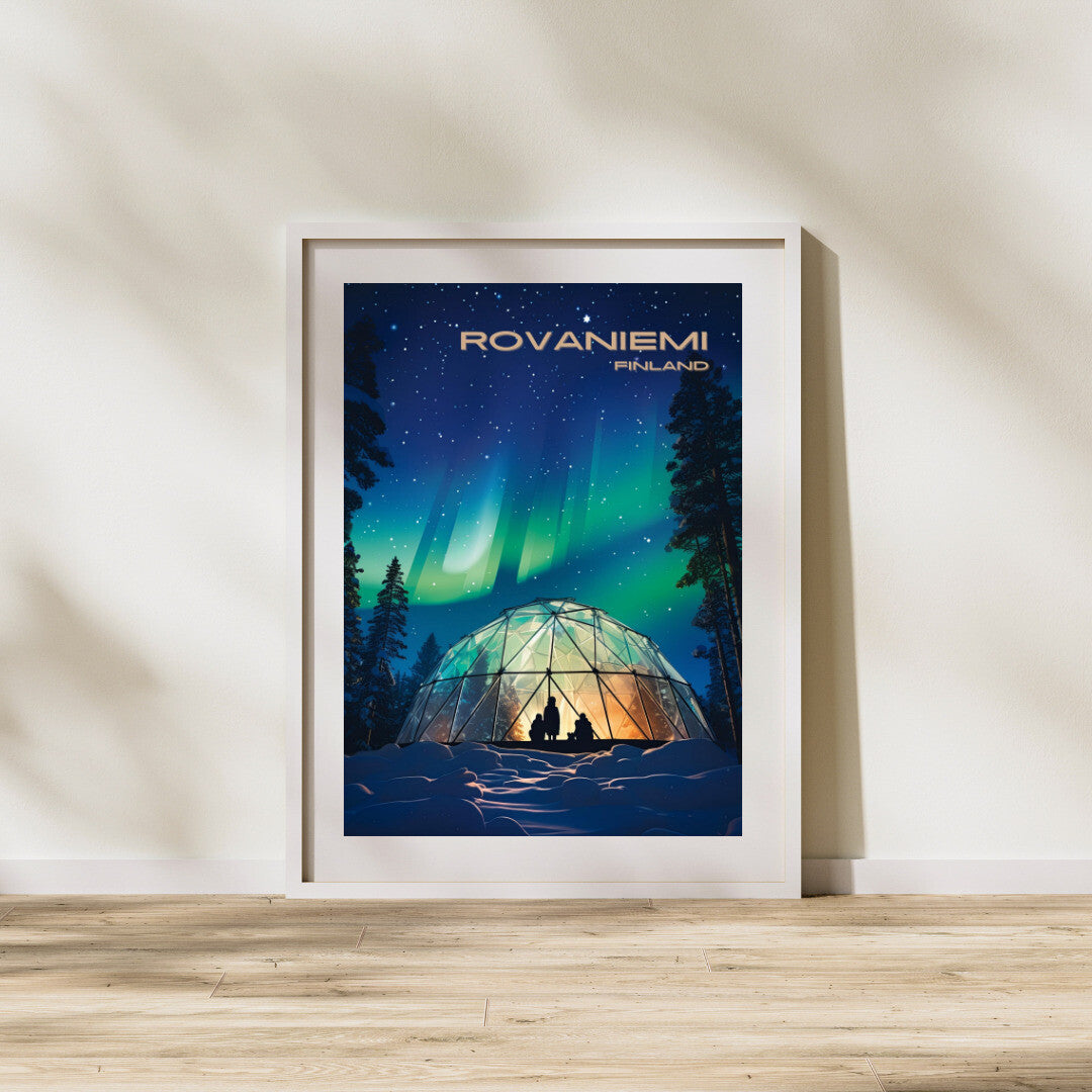 Rovaniemi Northern Lights  | Rovaniemi Lapland Travel Poster | Home Decor