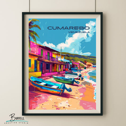 Puerto Cumarebo Coastal View Wall Art Poster Print | Puerto Cumarebo Falcon Travel Poster | Home Decor